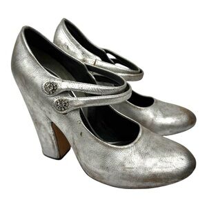 Marc‎ Jacobs metallic silver Mary Jane heels